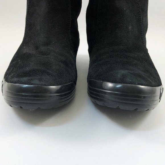 COACH Tatum Black Suede & Wool Foldover Signature Logo Mid-Calf Boots 8M - Picture 6 of 13